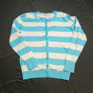 Melrose Chic blue white striped cardigan sweater. Size XL